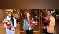 From left: Coco Gauff, Jessica Pegula and Caroline Garcia upon their arrival at the Hamad International Airport 