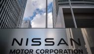 This picture taken on February 4, 2023 shows signage of Japanese automaker Nissan Motor at the company's head office in Yokohama. (Photo by Yuichi YAMAZAKI / AFP)

