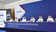 QNB Group officials at the Ordinary General Assembly yesterday.