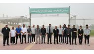 Minister of Commerce and Industry H E Sheikh Mohammed bin Hamad bin Qassim Al Thani and the Ministry's staff celebrating the Qatar National Sport Day.
