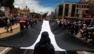 File Photo: Demonstrators hold a protest against the government of Peruvian President Dina Boluarte and to demand her resignation, in Juliaca, southern Peru, on January 27, 2023.
