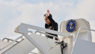 US Secretary of State Antony Blinken disembarks from an aircraft after arriving at Incirlik Air Base near Adana on February 19, 2023, for an official visit after a 7,8-magnitude earthquake struck Turkey's south-east.  (Photo by CLODAGH KILCOYNE / POOL / AFP)
