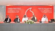 Vodafone Qatar officials at the AGM.