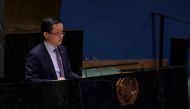 China's deputy United Nations Ambassador Dai Bing speaks during the Eleventh Emergency Special Session of the General Assembly on Ukraine, at UN headquarters in New York City on February 23, 2023. (Photo by TIMOTHY A. CLARY / AFP) 