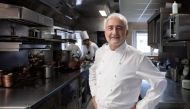 In this file photo taken on November 29, 2022 French chef Guy Savoy poses during a photo session in his restaurant in Paris. (Photo by JOEL SAGET / AFP)