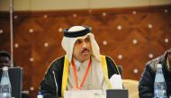 Secretary General of the Shura Council and Chairman of the Association of Secretaries General of Arab Parliaments H E Dr. Ahmed bin Nasser Al Fadala attending the meeting.
