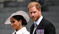 Prince Harry and his wife Meghan, Duchess of Sussex, leave after the National Service of Thanksgiving held as part of celebrations marking the Platinum Jubilee of Britain's Queen Elizabeth, in London. (REUTERS/Dylan Martinez)