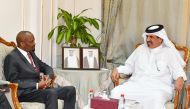 Qatar Chamber First Vice-Chairman Mohamed bin Twar Al Kuwari in conversation with Minister of Trade, Investment, and Industry of the Republic of Kenya H E Moses Kiarie Kuria.