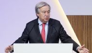 Secretary-General of the United Nations (UN) Antonio Guterres speaks during the 5th Conference on the Least Developed Countries (LDC5) in Doha, on March 5, 2023. (Photo by KARIM JAAFAR / AFP)