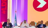 Qatar Chamber officials addressing the LDC5 Private Sector Forum.