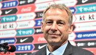 Jurgen Klinsmann, new head coach of South Korea football team, smiles during a press conference at the Paju National Football Center (NFC) on March 9, 2023. (Photo by Anthony WALLACE / AFP)