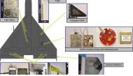 The US Defense Department used components found at the scene to identify the drone used in a November 2022 attack on a tanker as an Iranian Shahed-136 as shown in this handout photo from the department. DVIDS/AFP
