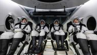 This NASA handout photo shows (L-R) Roscosmos cosmonaut Anna Kikina, NASA astronauts Josh Cassada and Nicole Mann, and Japan Aerospace Exploration Agency (JAXA) astronaut Koichi Wakata inside the SpaceX Dragon Endurance spacecraft onboard the SpaceX recovery ship Shannon shortly after having landed in the Gulf of Mexico off the coast of Tampa, Florida, March 11, 2023. Photo by Keegan Barber / NASA / AFP