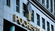 This file photo shows the logo of Russia's oil producer Rosneft on its headquarters in Moscow, Russia, on August 13, 2021.  File photo / AFP
