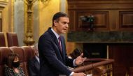 Spanish Prime Minister Pedro Sanchez addresses a parliamentary session in Madrid on October 22, 2020. File photo / AFP

