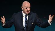 In this file photo taken on October 22, 2022 FIFA president Gianni Infantino delivers a speech during the football draw ceremony for the Australia and New Zealand 2023 FIFA Women's World Cup at the Aotea Centre in Auckland. (Photo by William West / AFP)
 