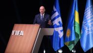 FIFA President Gianni Infantino speaks after his reelection during the 73rd FIFA Congress in Kigali, Rwanda, on March 16, 2023. (Photo by Simon MAINA / AFP)