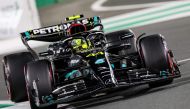 Mercedes' British driver Lewis Hamilton competes during the qualifying session of the Saudi Arabia Formula One Grand Prix at the Jeddah Corniche Circuit in Jeddah on March 18, 2023. (Photo by Giuseppe CACACE / AFP)