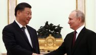 Russian President Vladimir Putin meets with China's President Xi Jinping at the Kremlin in Moscow on March 20, 2023. (Photo by Sergei Karpukhin / Sputnik / AFP)