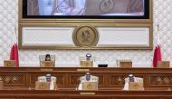 Speaker of the Shura Council H E Hassan bin Abdullah Al Ghanim chairing a regular weekly meeting of the Shura Council yesterday.
