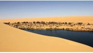 Lake Gaberoun, an oasis in Libya's Sabha district. File photo / AFP

