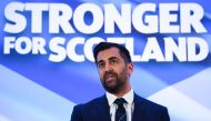 Newly appointed leader of the Scottish National Party (SNP), Humza Yousaf speaks following the SNP Leadership election result announcement at Murrayfield Stadium in Edinburgh on March 27, 2023. 