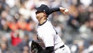 Gerrit Cole #45 of the New York Yankees pitches during the first inning against the San Francisco Giants on Opening Day at Yankee Stadium on March 30, 2023 in the Bronx borough of New York City. Sarah Stier/Getty Images/AFP (Photo by Sarah Stier / GETTY IMAGES NORTH AMERICA / Getty Images via AFP)