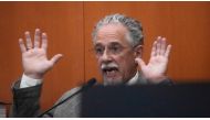 Terry Sanderson, the Utah man suing Gwyneth Paltrow, gestures as he testifies in court, March 29, 2023, in Park City, Utah. (Photo by Rick Bowmer / POOL / AFP)