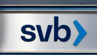 A Silicon Valley Bank logo is seen in Tempe, Arizona, on March 14, 2023. (Photo by REBECCA NOBLE / AFP)

