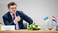 Ukraine's Minister of Foreign Affairs Dmytro Kuleba speaks during a meeting with members of parliament, in The Hague, on February 21, 2023. (Photo by Bart Maat / ANP / AFP)

