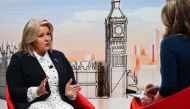 A handout picture released by the BBC, taken and received on April 16, 2023, shows General Secretary of the trade unionist Royal College of Nursing Pat Cullen appearing on the BBC's 
