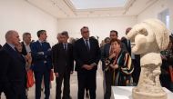 Grand-son of Pablo Picasso, Bernard Ruiz-Picasso (left) and Art Curator Carmen Gimenez, during the inauguration of the 'Picasso Escultor. Materia y Cuerpo' exhibition at the Picasso Museum in Malaga on May 8, 2023. (Photo by JORGE GUERRERO / AFP) 