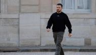 Ukraine's President Volodymyr Zelensky arrives at the Elysee presidential palace prior to a meeting with French president in Paris on May 14, 2023.  (Photo by Ludovic MARIN / AFP)