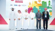 Officials of Qatar Football Association, Asian Football Confederation and Aspetar pose for a photograph.