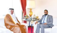 QC First Vice-Chairman Mohamed bin Twar Al Kuwari  with President of the Cooperative Republic of Guyana H E Dr Mohamed Irfaan Ali during the meeting. 
