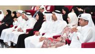 Minister of Education and Higher Education H E Buthaina bint Ali Al Jabr Al Nuaimi (fifth right) and other officials at the event.