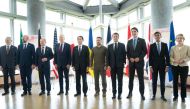 Ukraine's President Volodymyr Zelensky (C) poses with G7 leaders for a family photo during the G7 Leaders' Summit in Hiroshima on May 21, 2023. Photo by Stefan Rousseau / POOL / AFP
