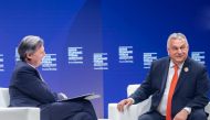 Prime Minister of Hungary H E Viktor Orban during his participation at Qatar Economic Forum. 