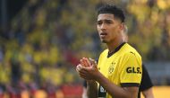 Dortmund's English midfielder Jude Bellingham reacts after the German first division Bundesliga football match between Borussia Dortmund and 1 FSV Mainz 05 in Dortmund, western Germany on May 27, 2023. Photo by INA FASSBENDER / AFP