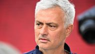 AS Roma's Portuguese coach Jose Mourinho speaks during a pitch inspection on the eve of the UEFA Europa League final football match between Sevilla FC and AS Roma at the Puskas Arena in Budapest, Hungary, on May 30, 2013. (Photo by Attila KISBENEDEK / AFP) 
