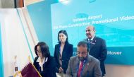 Minister of Transport H E Jassim Saif Ahmed Al Sulaiti (right, standing) attends the signing of an agreement between Qatar Aeronautical Academy and South Korea's Incheon International Airport Corporation, in Seoul, South Korea, yesterday. 