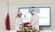 President of QRCS Yousef bin Ali Al Khater and President of Qatar Press Center H E Saad bin Mohammed Al Rumaihi at the signing ceremony.