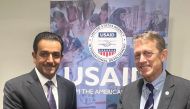 Special Envoy of the Minister of Foreign Affairs for Counter-Terrorism and Mediation in Conflict Resolution H E Dr. Mutlaq bin Majed Al Qahtani with Acting Assistant Administrator of USAID for the Middle East region Andrew Plitt.