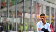 In this file photo taken on September 12, 2021 AC Milan former player Paolo Maldini l (Photo by Isabella BONOTTO / AFP)