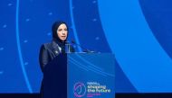 Minister of Education and Higher Education H E Buthaina bint Ali Al Jabr Al Nuaimi speaking during the meeting in Kazan.