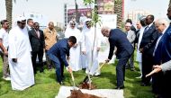 Ambassadors and officials of Public Parks Department during a tree plantation event at Al Gharrafa Park. 