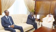 Minister of Transport H E Jassim Saif Ahmed Al Sulaiti during his meeting with Minister of Transport of the Republic of Ghana H E Kwaku Ofori Asiamah in the Ministry’s office yesterday.
