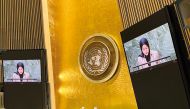 Permanent Representative of the State of Qatar to the United Nations H E Sheikha Alya Ahmed bin Saif Al Thani addressing the meeting.