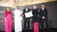Itqan Clinical Simulation and Innovation Centre team receiving the ‘Best CSR Initiative’ award in  the Education Sector.