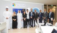 Ahmad Musa Al Namla, Chief Executive Officer of Qatar Museums (third left), Lana Khalaf, General Manager of Microsoft Qatar (fourth left), along with other officials during the opening of the AI Digital Centre.
